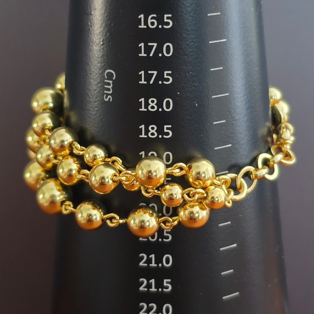J.Crew Gold Tone Bracelet Triple Strand Graduated Bead Statement - Picture 2 of 5